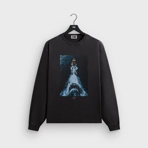 KITH for JAWS 50th Anniversary Boat Poster Black Vintage Washed Long Sleeve Tee